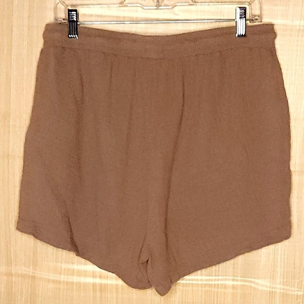 Bobi Los Angeles Brown Gauzy Elastic Waist Shorts Large